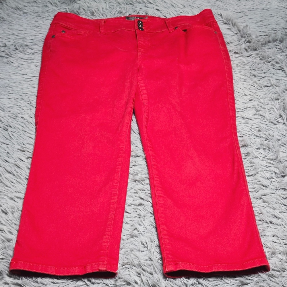 Torrid Crop‎ Jegging Jeans Womens Size 16 Red High Rise Stretch Denim Stretch